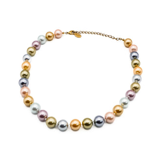 Kenneth Jay Lane Pastel Pearl Beaded Necklace With Adjustable Gold Plated Chain