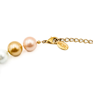 Kenneth Jay Lane Pastel Pearl Beaded Necklace With Adjustable Gold Plated Chain