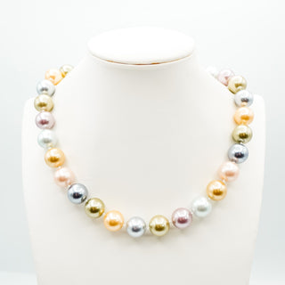 Kenneth Jay Lane Pastel Pearl Beaded Necklace With Adjustable Gold Plated Chain