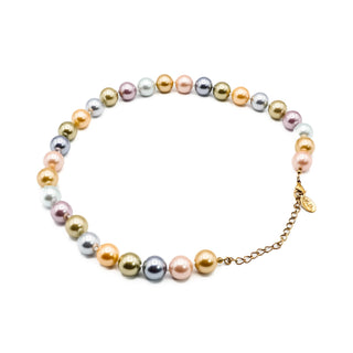 Kenneth Jay Lane Pastel Pearl Beaded Necklace With Adjustable Gold Plated Chain