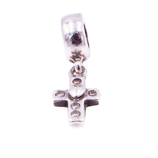 Pandora Retired Cross Dangle Sterling Silver Clear CZ Christian Faith Charm