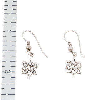 Sterling Silver Celtic Knot Dangle Earrings 1 1/4 Inches