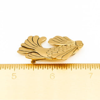 Vintage 1980's Laurel Burch Koi Fish Brooch Gold Plated