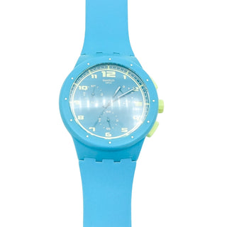 Swatch ACID DROP Chrono Blue Plastic Alarm And Date Watch SUSL400
