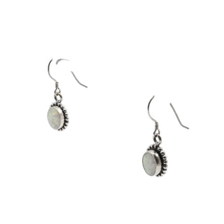 Vintage Sterling Silver White Opal Dangle Earrings Signed S Star Southwestern