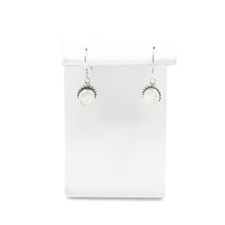Vintage Sterling Silver White Opal Dangle Earrings Signed S Star Southwestern