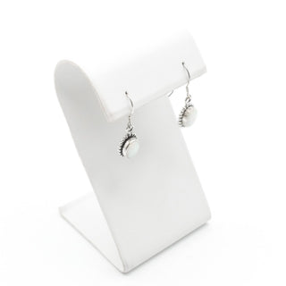Vintage Sterling Silver White Opal Dangle Earrings Signed S Star Southwestern