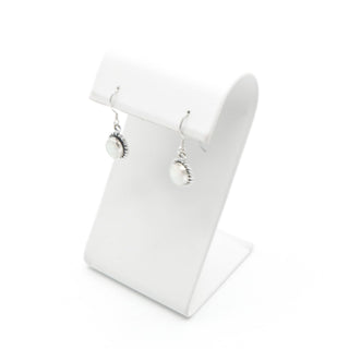 Vintage Sterling Silver White Opal Dangle Earrings Signed S Star Southwestern