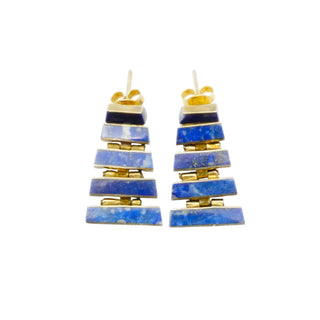 Smithsonian Institution Chilean Lapis Lazuli Necklace Earrings Set in Gold Plated Sterling Silver