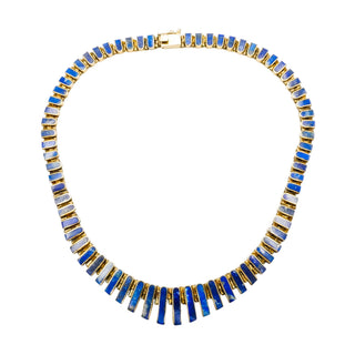 Smithsonian Institution Chilean Lapis Lazuli Necklace Earrings Set in Gold Plated Sterling Silver