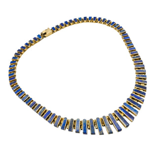 Smithsonian Institution Chilean Lapis Lazuli Necklace Earrings Set in Gold Plated Sterling Silver