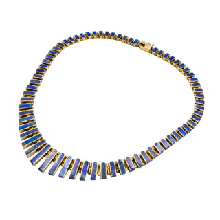 Smithsonian Institution Chilean Lapis Lazuli Necklace Earrings Set in Gold Plated Sterling Silver