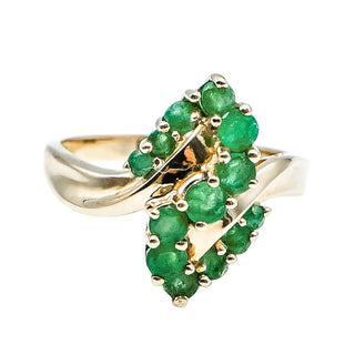 Vintage 10k Yellow Gold Natural Emerald Ring Size 7.5