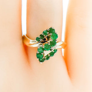 Vintage 10k Yellow Gold Natural Emerald Ring Size 7.5