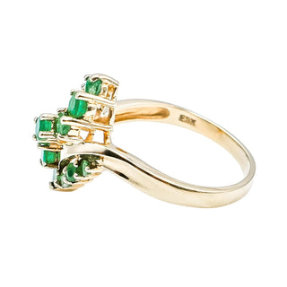 Vintage 10k Yellow Gold Natural Emerald Ring Size 7.5