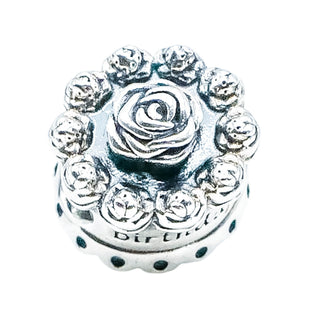 Pandora Retired Happy Birthday Cake Sterling Silver Rose Charm