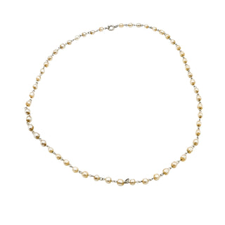 Vintage Faux Pearl White Metal Necklace 24 Inches Made In Germany Elegant Beaded Design