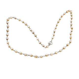 Vintage Faux Pearl White Metal Necklace 24 Inches Made In Germany Elegant Beaded Design