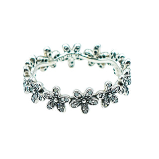 Pandora Dazzling Daisy Meadow Sterling Silver Stackable Ring With Clear Zirconia Size 6