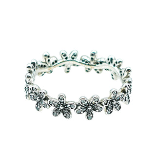 Pandora Dazzling Daisy Meadow Sterling Silver Stackable Ring With Clear Zirconia Size 6