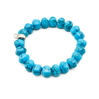 Thomas Sabo Simulated Turquoise Beaded Charm Carrier Bracelet 6.7 Inches