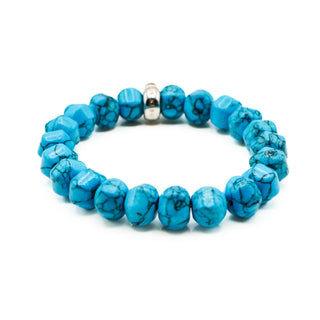 Thomas Sabo Simulated Turquoise Beaded Charm Carrier Bracelet 6.7 Inches