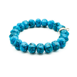 Thomas Sabo Simulated Turquoise Beaded Charm Carrier Bracelet 6.7 Inches