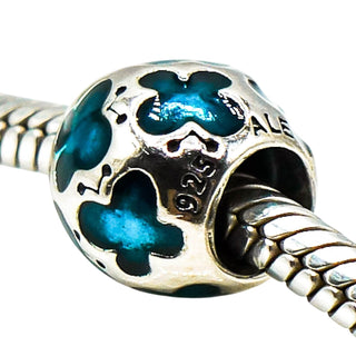 Pandora Teal Enamel Butterfly Sterling Silver Charm