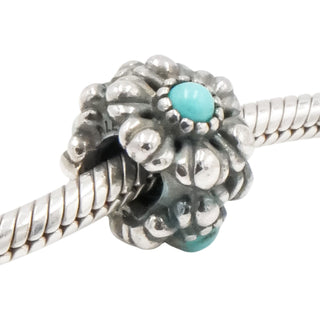 Pandora December Birthday Blooms Sterling Silver Charm With Turquoise