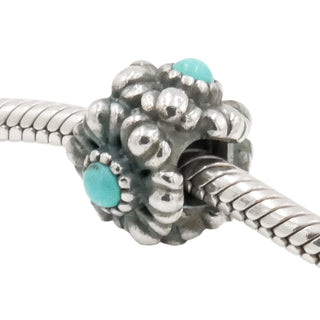 Pandora December Birthday Blooms Sterling Silver Charm With Turquoise