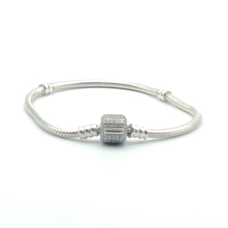 Pandora Moments Sterling Silver Charm Bracelet With Sparkling Pave Clasp - 7.5 Inches