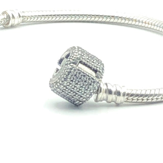 Pandora Moments Sterling Silver Charm Bracelet With Sparkling Pave Clasp - 7.5 Inches