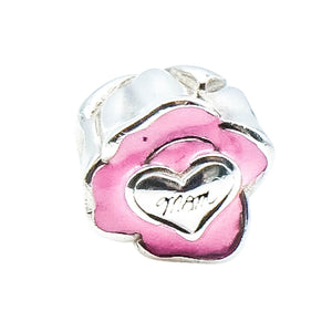 Chamilia Mom Rose Sterling Silver Charm With Pink Enamel