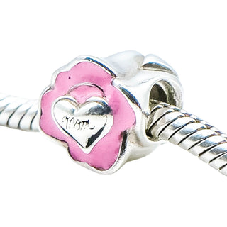 Chamilia Mom Rose Sterling Silver Charm With Pink Enamel