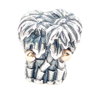 Pandora Retired Palm Tree Sterling Silver & 14K Gold Coconuts Charm