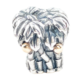 Pandora Retired Palm Tree Sterling Silver & 14K Gold Coconuts Charm