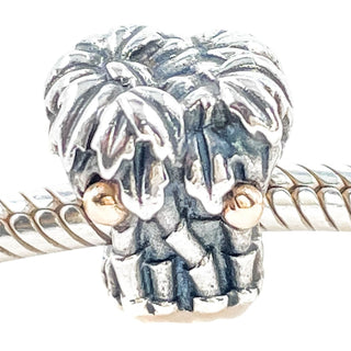 Pandora Retired Palm Tree Sterling Silver & 14K Gold Coconuts Charm