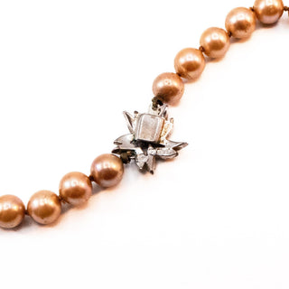 Vintage Panetta Champagne Glass Pearl Necklace 23 Inch Knotted Diamante Clasp