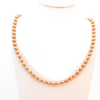 Vintage Panetta Champagne Glass Pearl Necklace 23 Inch Knotted Diamante Clasp