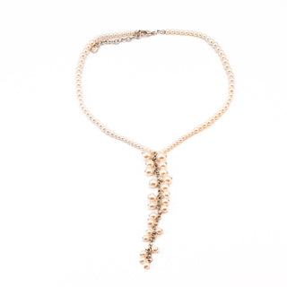 Carolee Pearl Y Necklace White Simulated Pearl Lariat Drop 15-17.5"