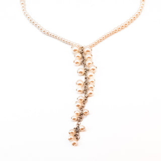 Carolee Pearl Y Necklace White Simulated Pearl Lariat Drop 15-17.5"