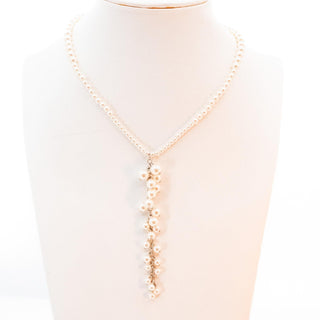 Carolee Pearl Y Necklace White Simulated Pearl Lariat Drop 15-17.5"