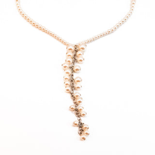 Carolee Pearl Y Necklace White Simulated Pearl Lariat Drop 15-17.5"
