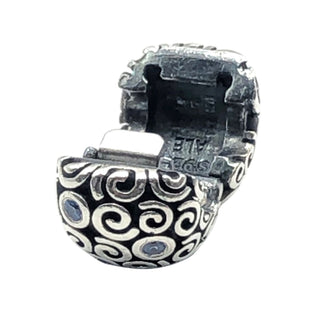 Pandora Abstract SWIRLS Blue Cubic Zirconia Sterling Silver Clip Charm