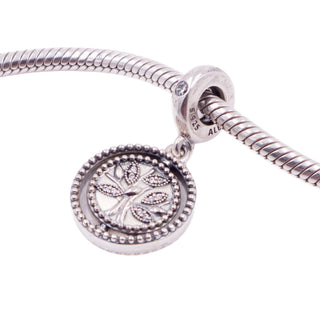Pandora Retired Spinning Tree of Life Sterling Silver CZ Enamel Family Dangle