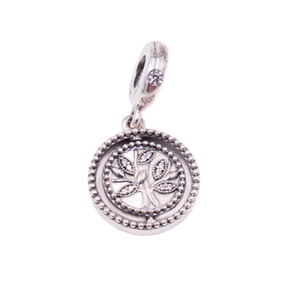 Pandora Retired Spinning Tree of Life Sterling Silver CZ Enamel Family Dangle