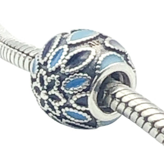 Pandora Cathedral Rose Sterling Silver Charm Designer Bead With Blue Enamel