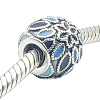 Pandora Cathedral Rose Sterling Silver Charm Designer Bead With Blue Enamel