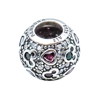 Pandora Disney Mickey & Hearts Sterling Silver CZ Charm Retired