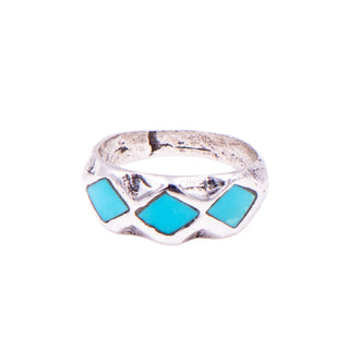 Handmade Sterling Silver Turquoise Blue Resin Inlay Southwestern Band Ring Size 5